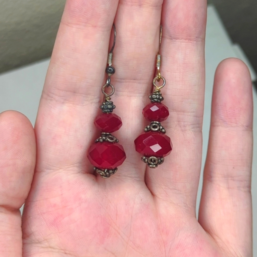 Red Beaded Earrings